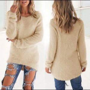 Fashion Women Casual Tops. Fuzzy Blouse Knitwear
